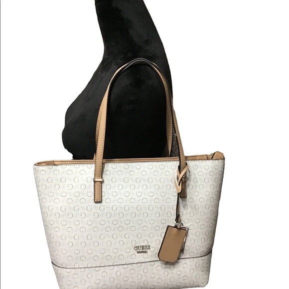 Guess Tote Bag NWT Tan and White - Picture 3 of 4